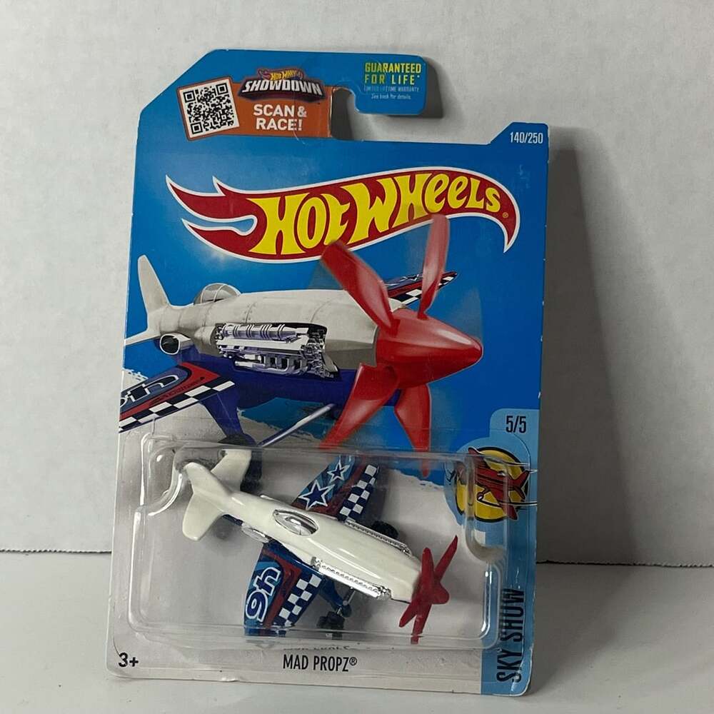 Hot Wheels Mad Propz Sky Show White Blue Airplane 140/250